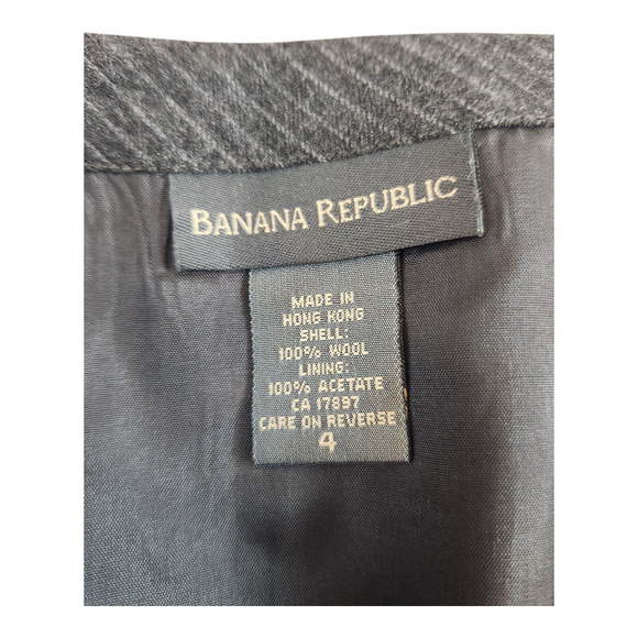 Banana Republic 100% wool pinstripe mini skirt sz 4 lined lightweight charcoal - Picture 3 of 8